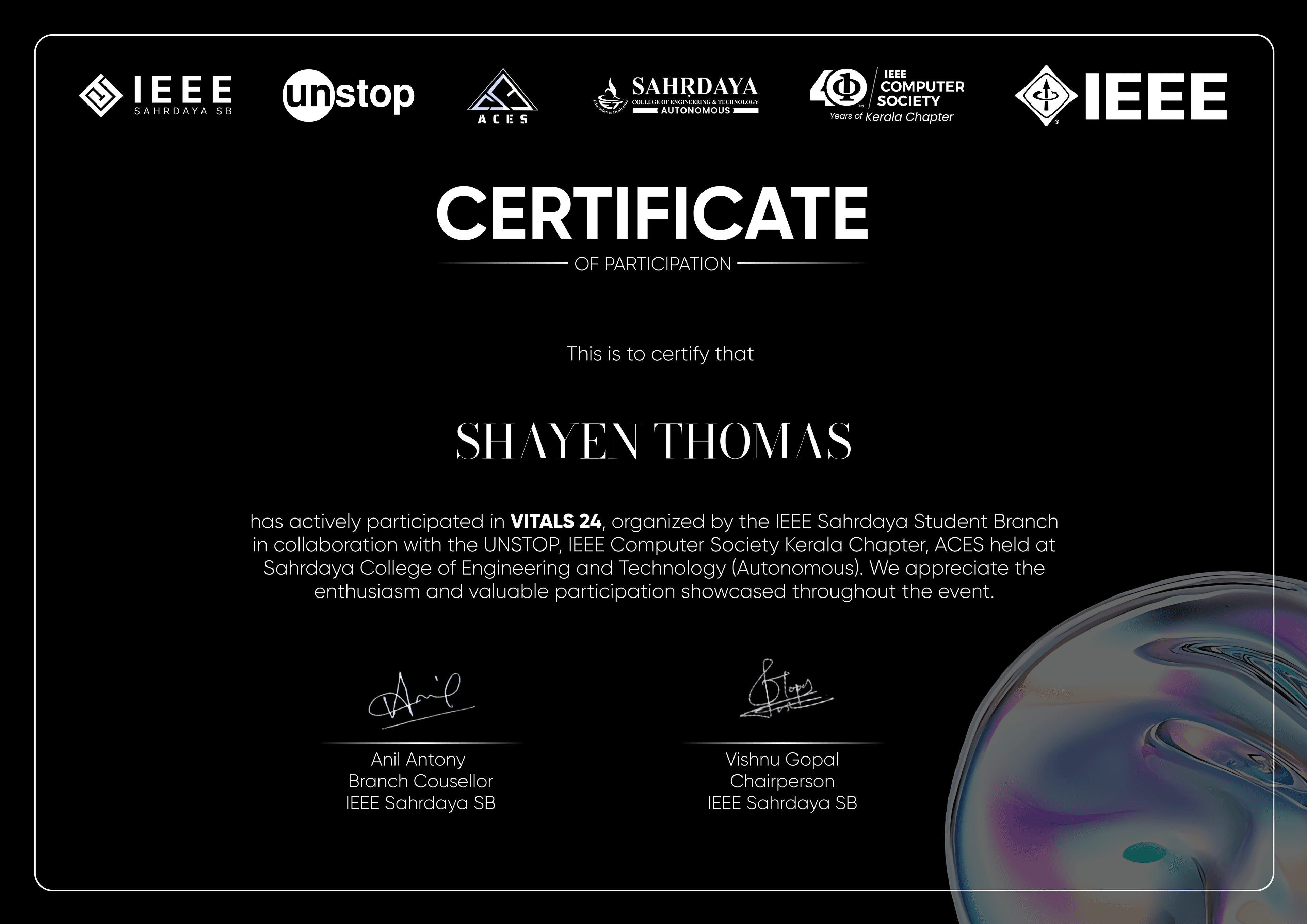 Shayen Thomas - VITALS 24 (INFINIA 2.0)